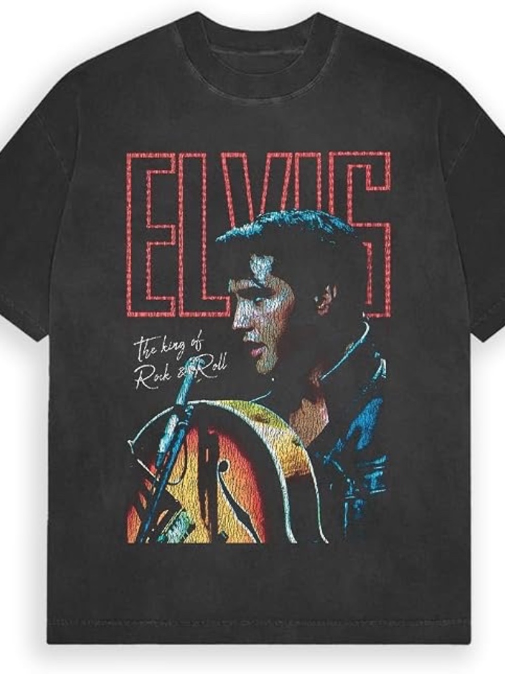 Elvis Presley Unisex Adult Official Elvis Presley Merch King of Rock Retro T-Shi